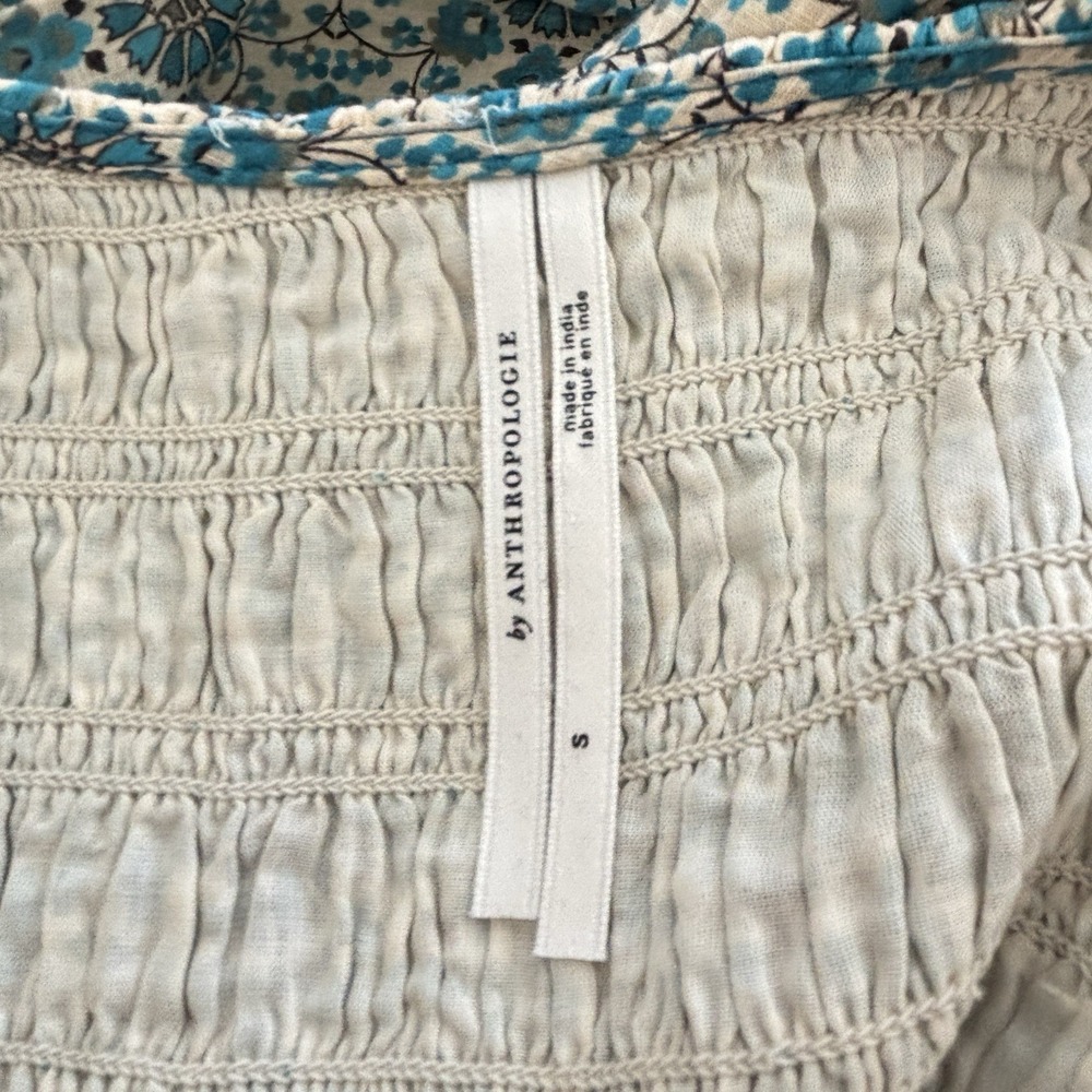 Anthropologie Peregrine Midi Dress S Teal Floral Boho Tiered Ruffle Festival - Picture 9 of 12